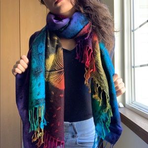 Gorgeous Rainbow Peacock Pattern Pashmina Scarf